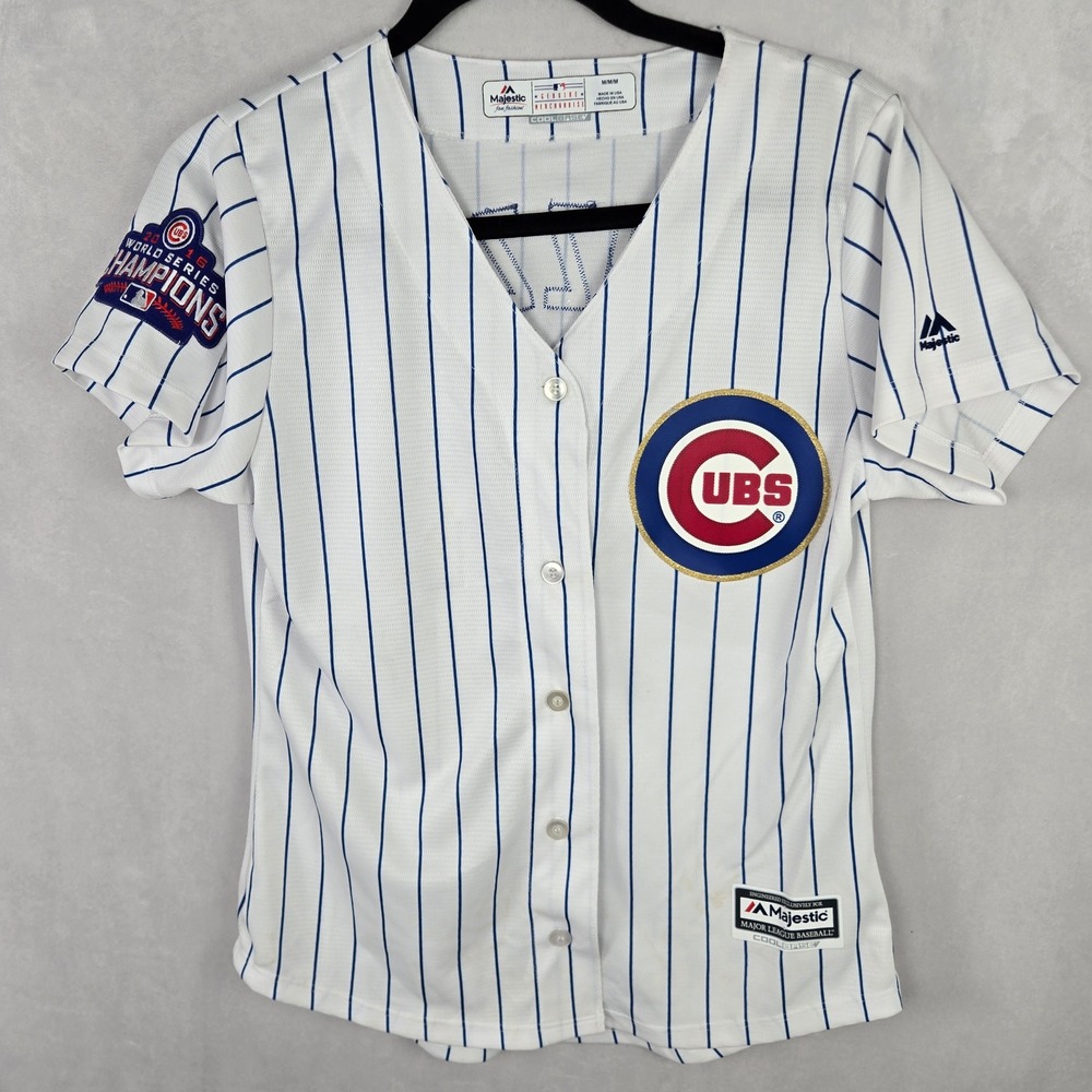 Majestic Chicago Cubs Anthony Rizzo 44 2016 World Series Jersey Gold White MED